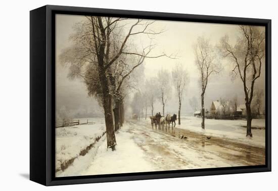 An Extensive Winter Landscape with a Horse and Cart, 1882-Anders Andersen-Lundby-Framed Premier Image Canvas