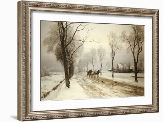 An Extensive Winter Landscape with a Horse and Cart, 1882-Anders Andersen-Lundby-Framed Giclee Print