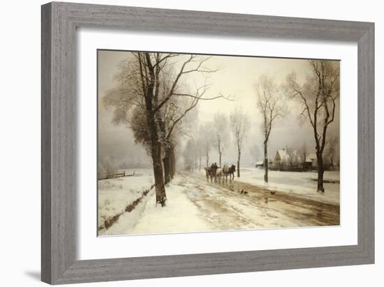 An Extensive Winter Landscape with a Horse and Cart, 1882-Anders Andersen-Lundby-Framed Giclee Print