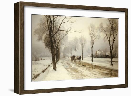 An Extensive Winter Landscape with a Horse and Cart, 1882-Anders Andersen-Lundby-Framed Giclee Print