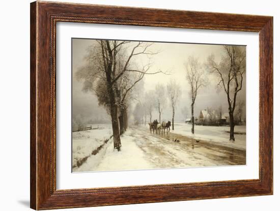 An Extensive Winter Landscape with a Horse and Cart, 1882-Anders Andersen-Lundby-Framed Giclee Print