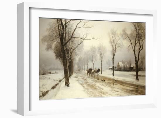 An Extensive Winter Landscape with a Horse and Cart, 1882-Anders Andersen-Lundby-Framed Giclee Print