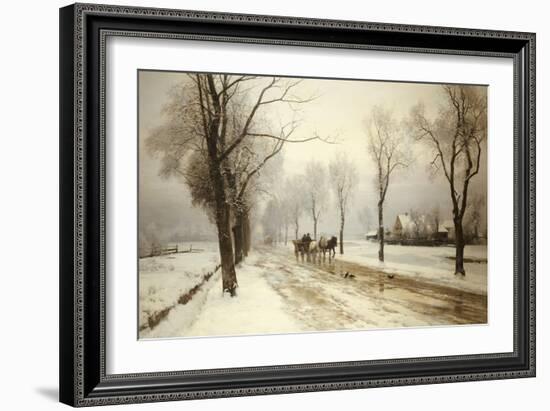 An Extensive Winter Landscape with a Horse and Cart, 1882-Anders Andersen-Lundby-Framed Giclee Print