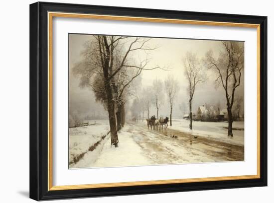 An Extensive Winter Landscape with a Horse and Cart, 1882-Anders Andersen-Lundby-Framed Giclee Print