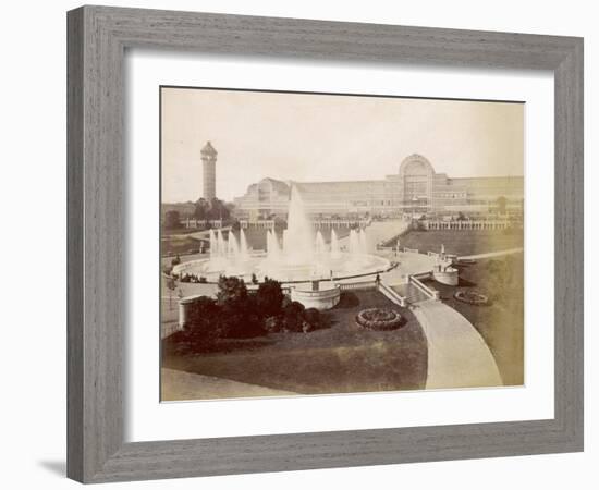 An Exterior View of the Crystal Palace at Sydenham with a Large Fountain in the Foreground-null-Framed Photographic Print