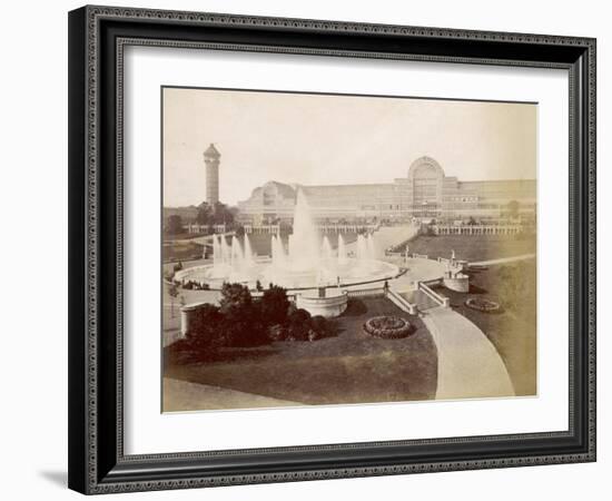 An Exterior View of the Crystal Palace at Sydenham with a Large Fountain in the Foreground-null-Framed Photographic Print