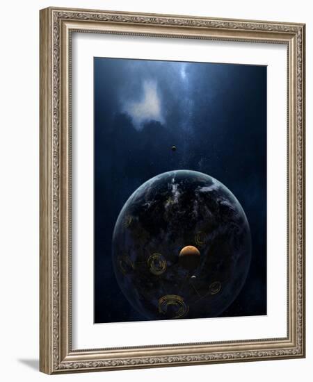 An Extraterrestrial Civilization Has Lit the Night Side of its Planet-Stocktrek Images-Framed Photographic Print