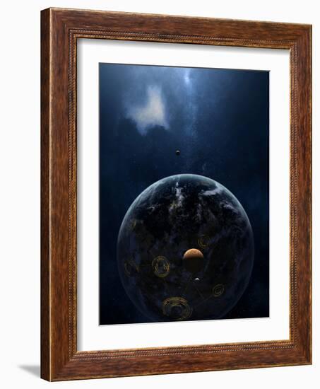 An Extraterrestrial Civilization Has Lit the Night Side of its Planet-Stocktrek Images-Framed Photographic Print