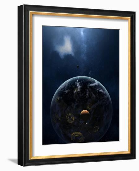 An Extraterrestrial Civilization Has Lit the Night Side of its Planet-Stocktrek Images-Framed Photographic Print