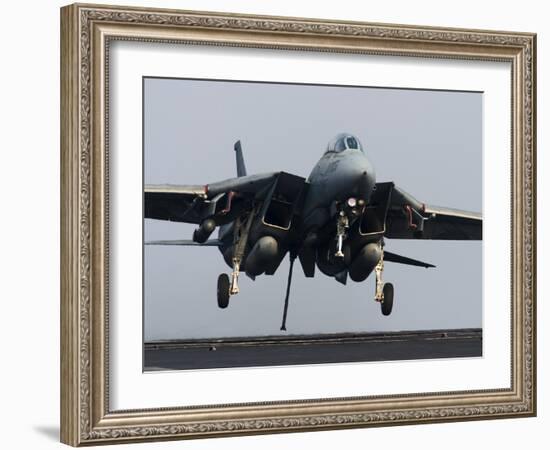 An F-14D Tomcat Comes in For An Arrested Landing On the Flight Deck of USS Theodore Roosevelt-Stocktrek Images-Framed Photographic Print