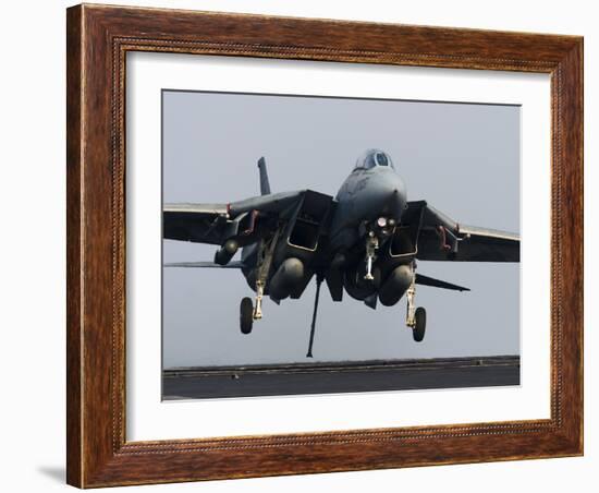 An F-14D Tomcat Comes in For An Arrested Landing On the Flight Deck of USS Theodore Roosevelt-Stocktrek Images-Framed Photographic Print