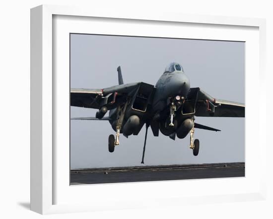 An F-14D Tomcat Comes in For An Arrested Landing On the Flight Deck of USS Theodore Roosevelt-Stocktrek Images-Framed Photographic Print