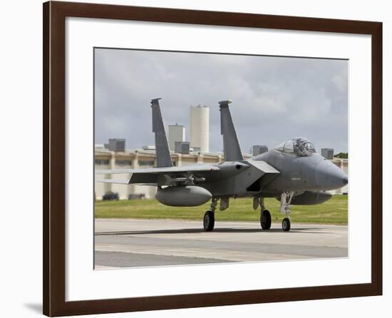 An F-15 Eagle Taxi's To the End of Runway at Kadena Air Base, Japan-Stocktrek Images-Framed Photographic Print