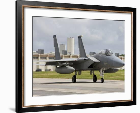 An F-15 Eagle Taxi's To the End of Runway at Kadena Air Base, Japan-Stocktrek Images-Framed Photographic Print
