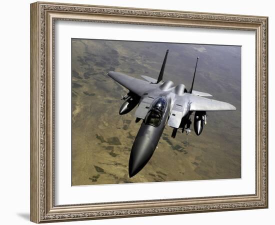 An F-15E Strike Eagle Aircraft in Flight Over Afghanistan-Stocktrek Images-Framed Photographic Print