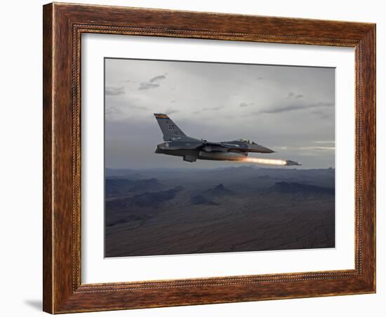 An F-16 Fighting Falcon Fires An AGM-65 Maverick Missile-Stocktrek Images-Framed Photographic Print