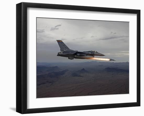 An F-16 Fighting Falcon Fires An AGM-65 Maverick Missile-Stocktrek Images-Framed Photographic Print