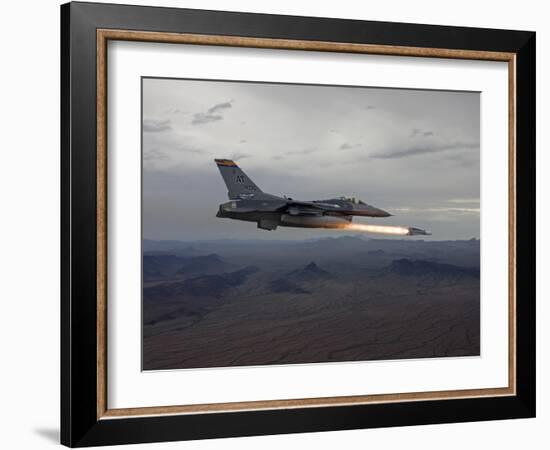 An F-16 Fighting Falcon Fires An AGM-65 Maverick Missile-Stocktrek Images-Framed Photographic Print