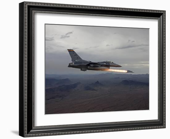 An F-16 Fighting Falcon Fires An AGM-65 Maverick Missile-Stocktrek Images-Framed Photographic Print