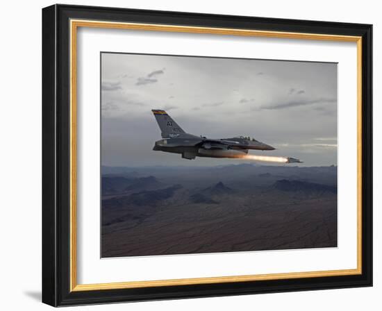 An F-16 Fighting Falcon Fires An AGM-65 Maverick Missile-Stocktrek Images-Framed Photographic Print