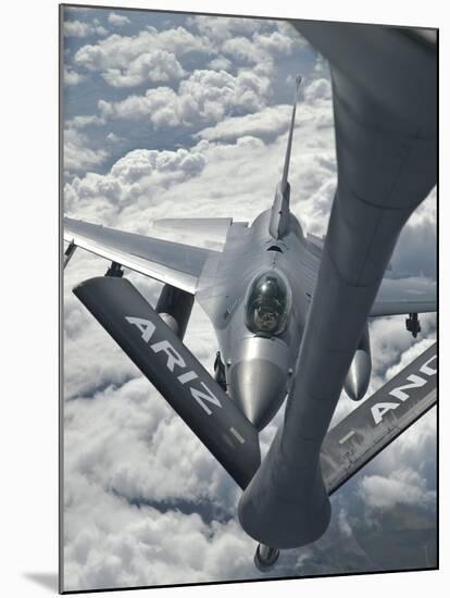 An F-16 from Colorado Air National Guard Refuels from a U.S. Air Force Kc-135 Stratotanker-Stocktrek Images-Mounted Photographic Print