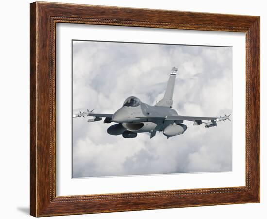 An F-16 from the Colorado Air National Guard in Flight over Brazil-Stocktrek Images-Framed Photographic Print