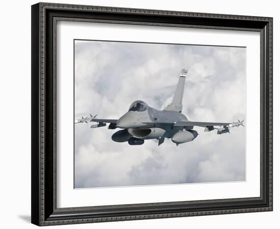 An F-16 from the Colorado Air National Guard in Flight over Brazil-Stocktrek Images-Framed Photographic Print