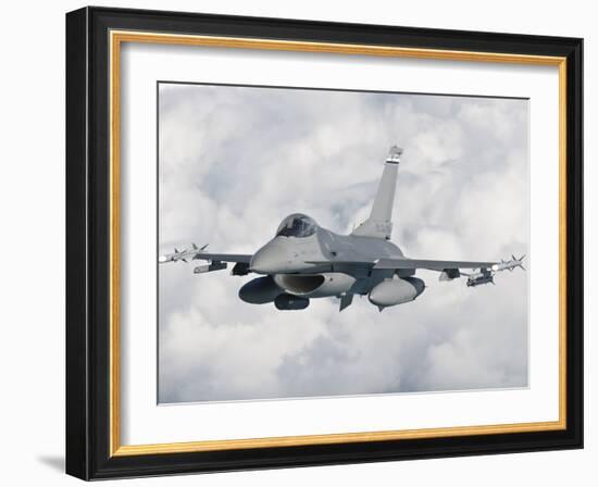 An F-16 from the Colorado Air National Guard in Flight over Brazil-Stocktrek Images-Framed Photographic Print