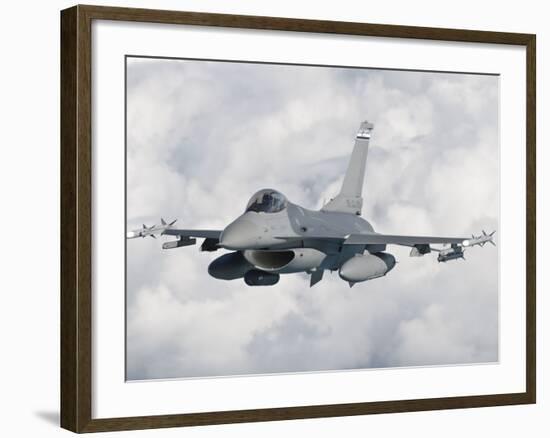 An F-16 from the Colorado Air National Guard in Flight over Brazil-Stocktrek Images-Framed Photographic Print