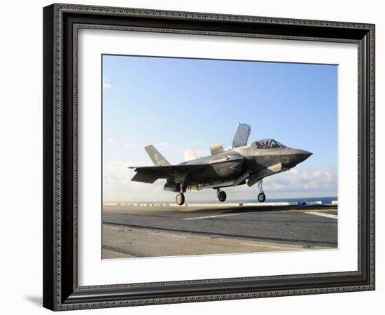 An F-35B Lightning II Lifts Off the Flight Deck of USS Wasp-Stocktrek Images-Framed Photographic Print