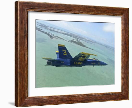 An F/A-18 Hornet of the Blue Angels Flies Over the Florida Keys-Stocktrek Images-Framed Photographic Print