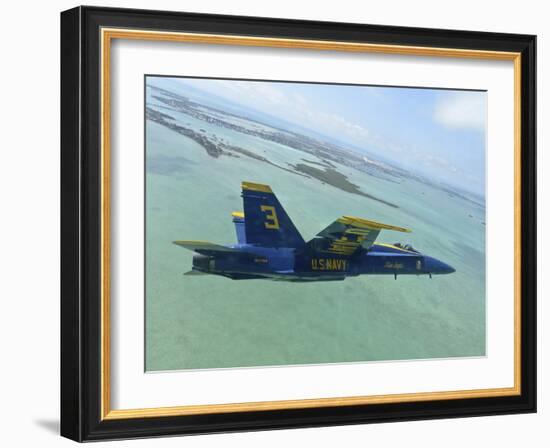 An F/A-18 Hornet of the Blue Angels Flies Over the Florida Keys-Stocktrek Images-Framed Photographic Print