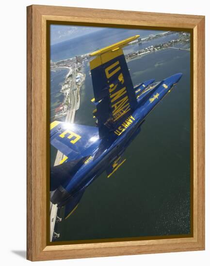 An F/A-18 Hornet of the Blue Angels Over Pensacola Beach, Florida-Stocktrek Images-Framed Premier Image Canvas