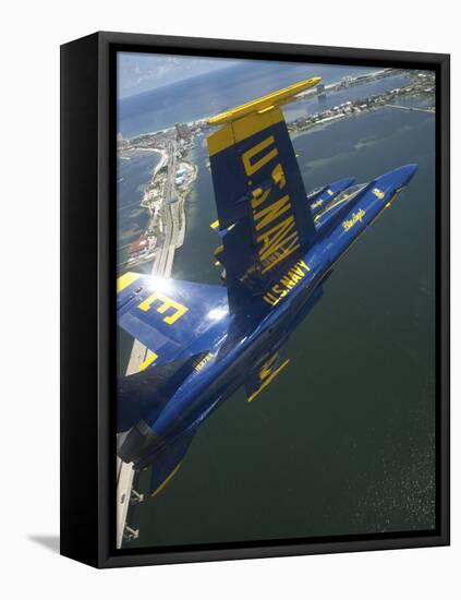 An F/A-18 Hornet of the Blue Angels Over Pensacola Beach, Florida-Stocktrek Images-Framed Premier Image Canvas