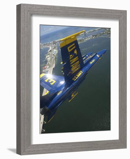 An F/A-18 Hornet of the Blue Angels Over Pensacola Beach, Florida-Stocktrek Images-Framed Photographic Print