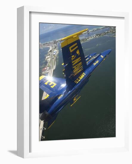 An F/A-18 Hornet of the Blue Angels Over Pensacola Beach, Florida-Stocktrek Images-Framed Photographic Print