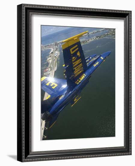 An F/A-18 Hornet of the Blue Angels Over Pensacola Beach, Florida-Stocktrek Images-Framed Photographic Print