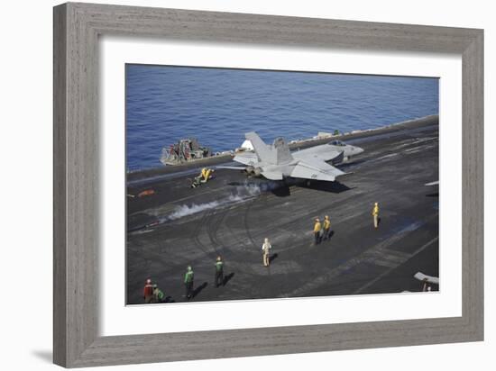 An F-A-18E Super Hornet Launches from USS Nimitz-null-Framed Photographic Print