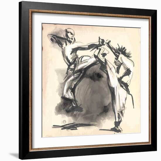 An Hand Drawn Converted Vector in Calligraphic Style from Series Martial Arts: Karate. Karate is a-KUCO-Framed Premium Giclee Print