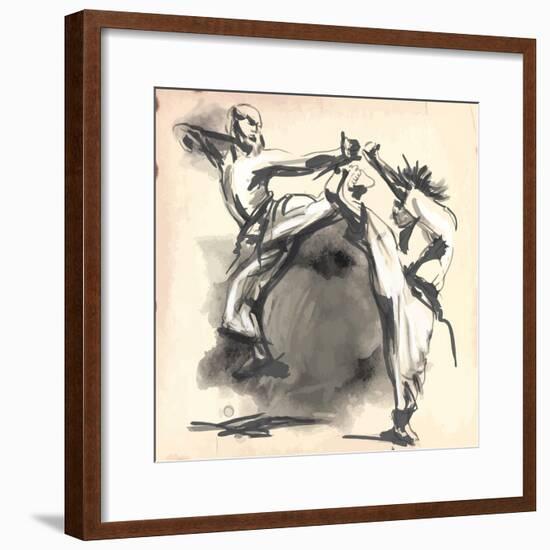 An Hand Drawn Converted Vector in Calligraphic Style from Series Martial Arts: Karate. Karate is a-KUCO-Framed Premium Giclee Print