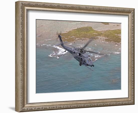 An HH-60G Pave Hawk Flies Along the Coastline of Okinawa, Japan-Stocktrek Images-Framed Photographic Print