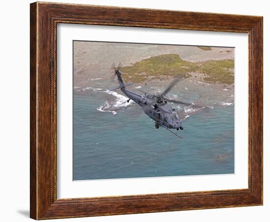 An HH-60G Pave Hawk Flies Along the Coastline of Okinawa, Japan-Stocktrek Images-Framed Photographic Print