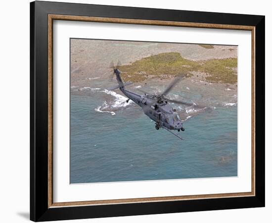 An HH-60G Pave Hawk Flies Along the Coastline of Okinawa, Japan-Stocktrek Images-Framed Photographic Print