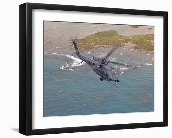 An HH-60G Pave Hawk Flies Along the Coastline of Okinawa, Japan-Stocktrek Images-Framed Photographic Print