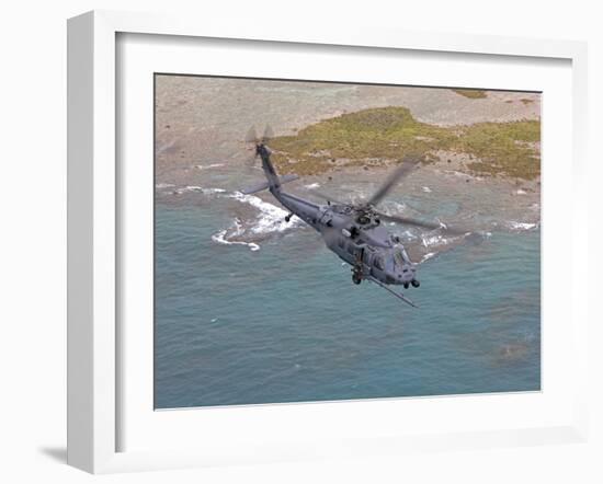 An HH-60G Pave Hawk Flies Along the Coastline of Okinawa, Japan-Stocktrek Images-Framed Photographic Print