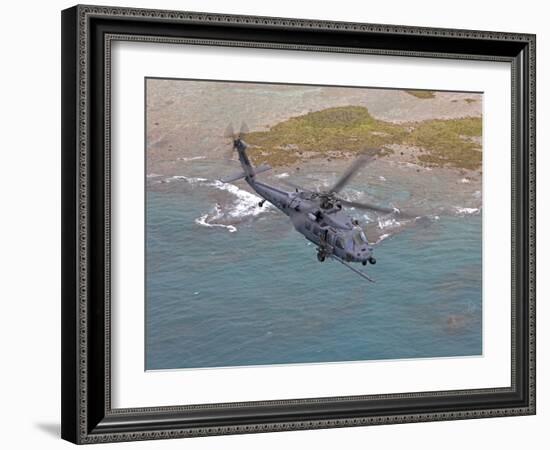 An HH-60G Pave Hawk Flies Along the Coastline of Okinawa, Japan-Stocktrek Images-Framed Photographic Print