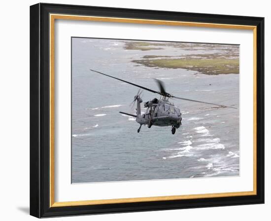 An HH-60G Pave Hawk Flies Along the Coastline of Okinawa, Japan-Stocktrek Images-Framed Photographic Print