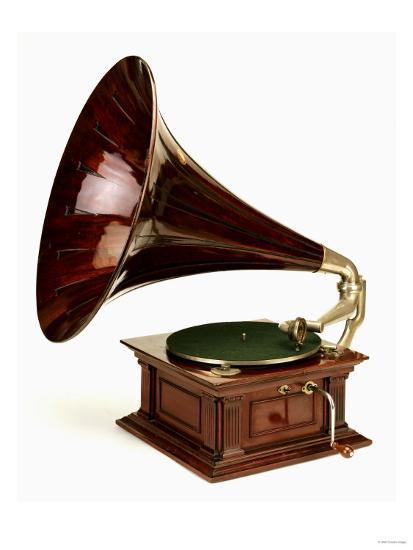 An His Master S Voice Monarch Gramophone With Oak Case And Fluted Oak Horn Circa 1911 Giclee Print Art Com