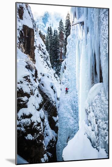 An Ice Climber Ascends A Route In Ouray, Colorado-Dan Holz-Mounted Photographic Print