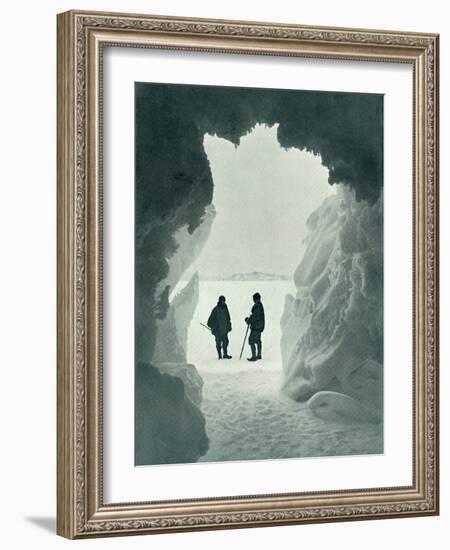 'An Ice Grotto - Tent Island in Distance (Captain Scott and Wright)', c1911, (1913)-Herbert Ponting-Framed Photographic Print